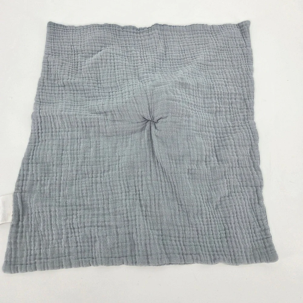 HM Home Baby Car Security Blanket Blue Cotton Muslin Lovey Snuggle Toy 15x15